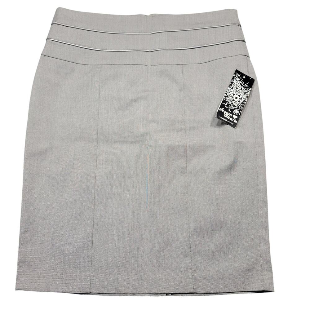 Sequin Hearts Gray Mini Skirt NEW $39 Stretch Pencil Aline Womens Size 5 Juniors